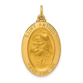 77240 14K YELLOW GOLD  26MM SAINT ANTHONY OVAL MEDAL