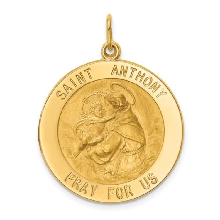 77140 14K YELLOW GOLD 18.50MM ROUND SAINT ANTHONY MEDAL