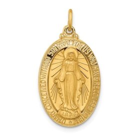 77109 14K YELLOW GOLD 26MM  OVAL MIRACULOUS MEDAL