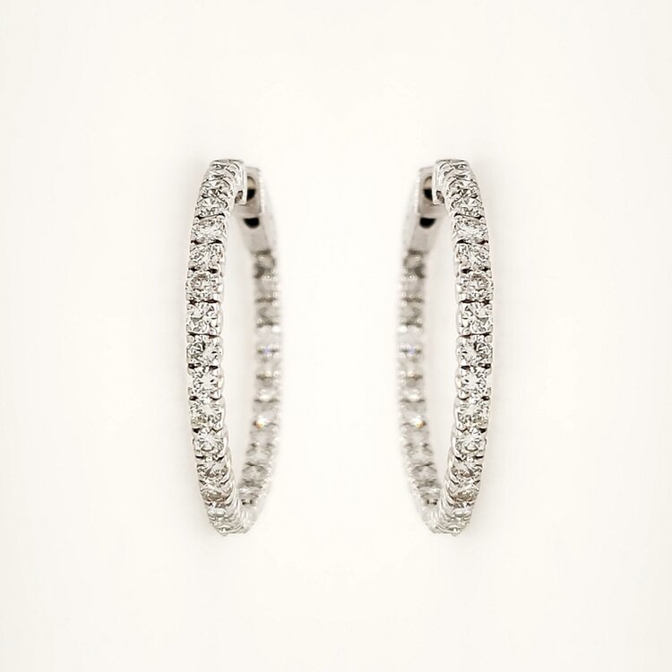 31557 14K WHITE GOLD 2.02CTW DIAMOND FOUR PRONG  INSIDE OUT HOOPS