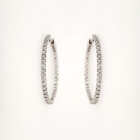 31556 14K WHITE GOLD 1.35CTW DIAMOND SHARED PRONG INSIDE OUT HOOPS