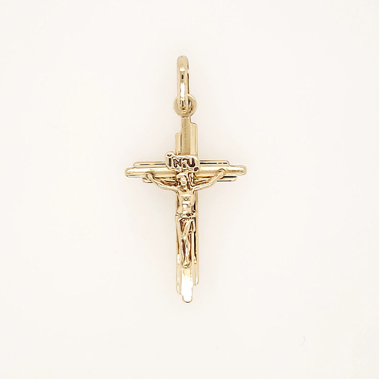 77352 14K YELLOW GOLD 1.55" HIGH POLISH INRI CRUCIFIX
