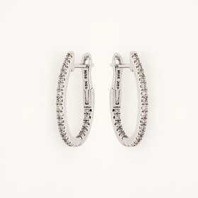 31589 10K WHITE GOLD .33CTW LAB GROWN DIAMOND INSIDE OUT OVAL SMALL HOOPS