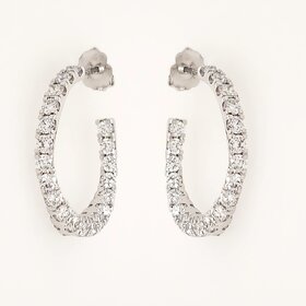 31590 14K WHITE GOLD 3CTW LAB GROWM DIAMOND TWIST INSIDE OUT PUSH BACK EARRINGS
