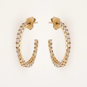 31579 14K YELLOW GOLD 1.50CTW LAB GROWN DIAMOND TWIST INSIDE OUT OVAL PUSH BACK EARRINGS