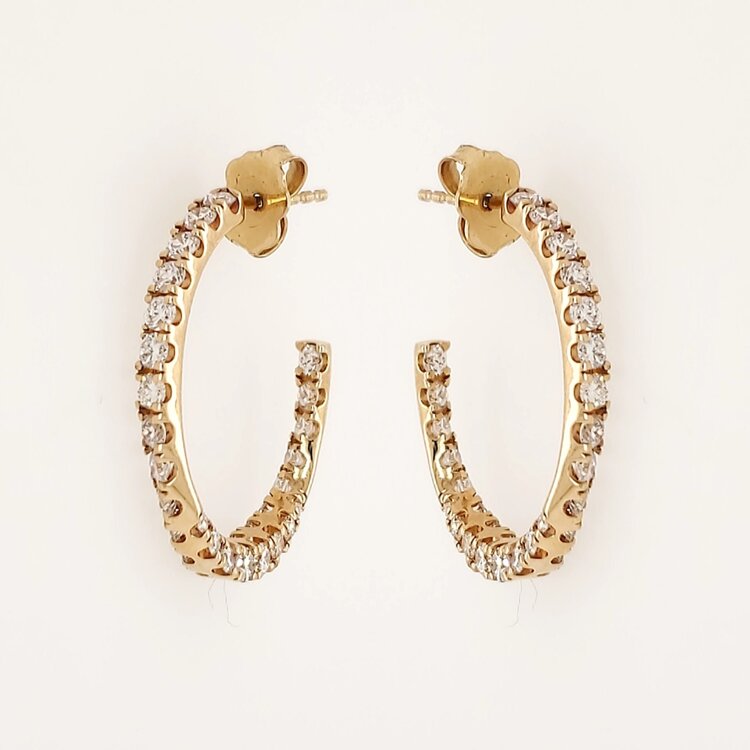 31579 14K YELLOW GOLD 1.50CTW LAB GROWN DIAMOND TWIST INSIDE OUT OVAL PUSH BACK EARRINGS