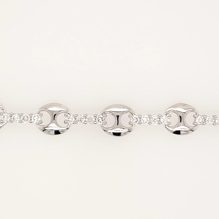 80564 STERLING SILVER 1.50CTW LAB GROWN GUCCI AND BAR LINK BRACELET