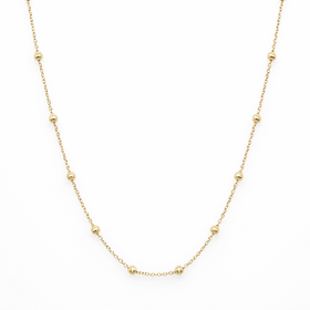 50311 14K TWO TONE 18" BEADED DIAMOND CUT CHAIN NECKLACE