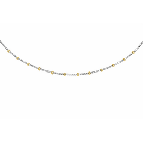 20518 14K TWO TONE BOX LINK BEADED ANKLET BRACELET