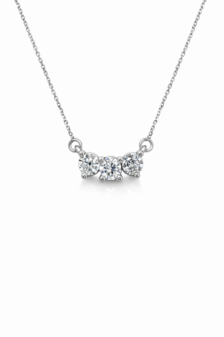 70768 14K WHITE GOLD .60CTW THREE  DIAMOND NECKLACE