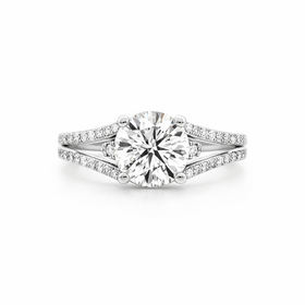 475255 18K WHITE GOLD 1.55CT CENTER J COLOR SI1 .30CTW DIAMOND SPLITED BAND ENGAGEMENT RING