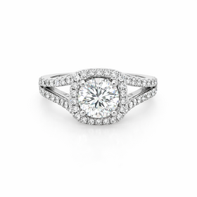 475171 14K WHITE GOLD 1CT E COLOR SI1 CENTER ROUND BRILLIANT DIAMOND IN SPLIT SHANK DIAMOND SETTING ENGAGEMENT RING