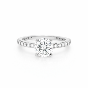 477649 14K WHITE GOLD 1.30 CT K SI2 ROUND DIAMOND CENTER WITH .70TCW DIAMOND ENGAGEMENT RING