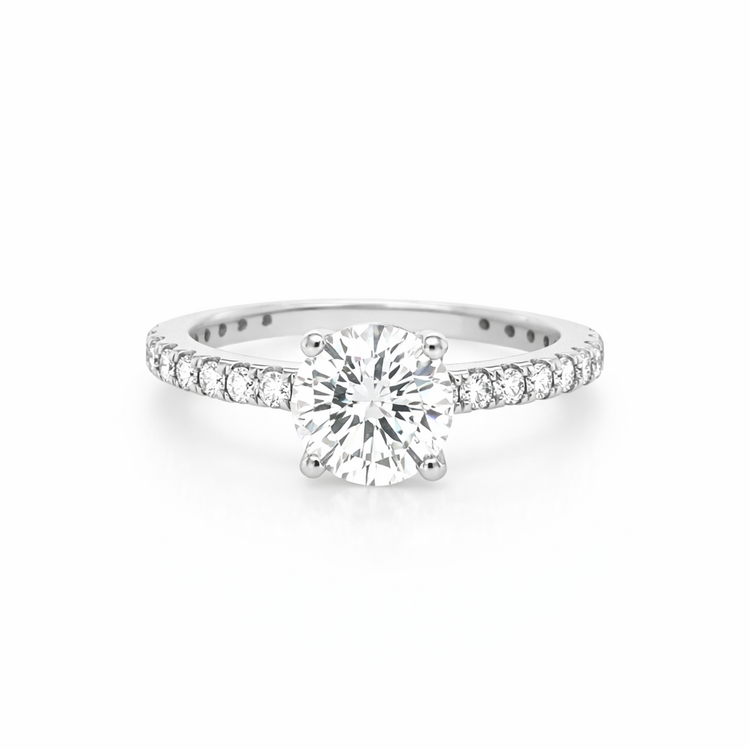 477649 14K WHITE GOLD 1.30 CT K SI2 ROUND DIAMOND CENTER WITH .70TCW DIAMOND ENGAGEMENT RING