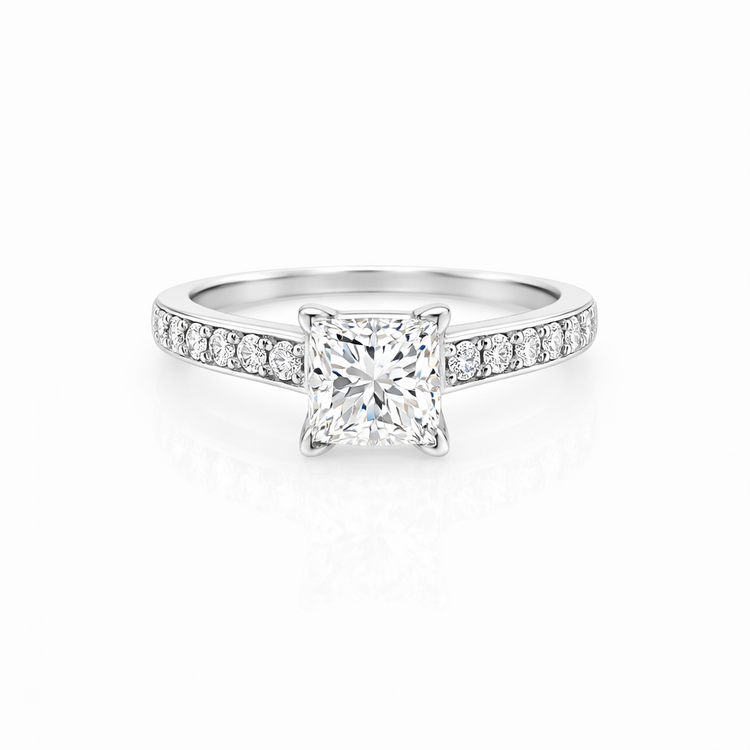 SALE  475109 18K WHITE GOLD 1.23CT DIAMOND G VS2  PRINCESS CUT FILIGREE DESIGN SETTING ENGAGEMENT RING