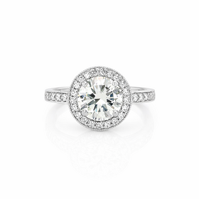 475456  14K WHITE GOLD .160CT CENTER DIAMOND K/L COLOR VS1 .35CT DIAMOND HALO  ENGAGEMENT RING