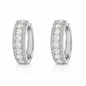 31192 18K WHITE GOLD 2.02CTW DIAMOND OVAL SHAPE CENTER 4 PRONG OVAL HOOPS