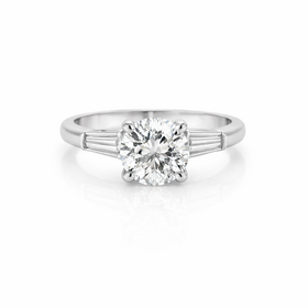 477691 Platinum 1ct Diamond Engagement Ring with Baguettes on each side