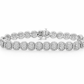 20435 10K WHITE GOLD 5CTW DIAMOND HALO CLUSTER FANCY LADIES BRACELET