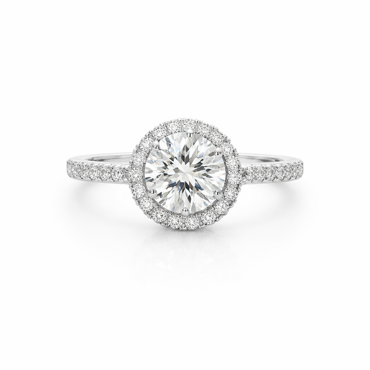 475079 14K  WHITE GOLD 1.18CT CENTER J COLOR  SI1  GIA .34CT DIAMOND HALO SETTING ENGAGEMENT   RING