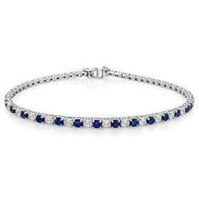 20124 14K WHITE GOLD 1.45CT DIAMOND AND SAPPHIRE TENNIS BRACELET