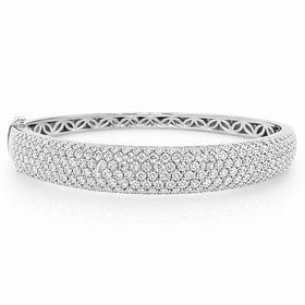 20362 14K WHITE GOLD 4CTW DIAMOND PAVE SET BANGLE BRACELET