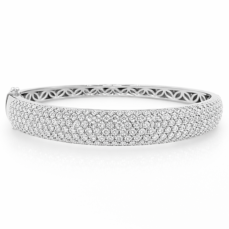 20362 14K WHITE GOLD 4CTW DIAMOND PAVE SET BANGLE BRACELET
