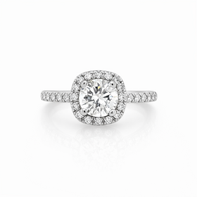 475026 14K WHITE GOLD 1.01CT J COLOR VS1  CENTER DIAMOND HALO  ENGAGEMENT RING