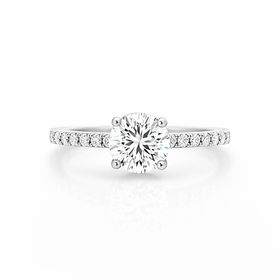 475293 14K WHITE GOLD 1CT CENTER DIAMOND H COLOR SI1 HIDDEN HALO ENGAGEMENT RING