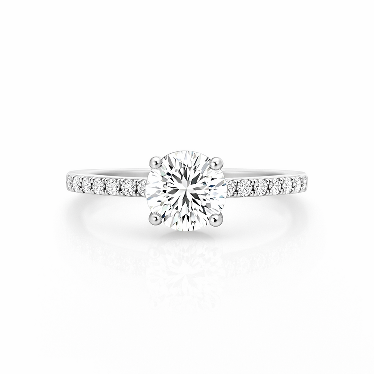 475293 14K WHITE GOLD 1CT CENTER DIAMOND H COLOR SI1 HIDDEN HALO ENGAGEMENT RING