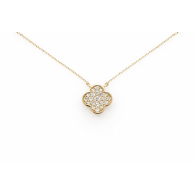 70773 10K YELLOW GOLD .25CTW DIAMOND CLOVER NECKLACE