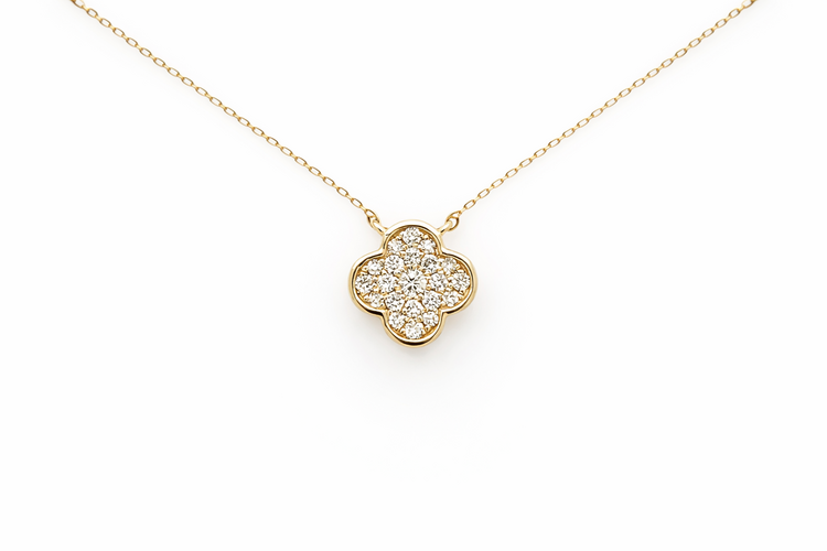 70773 10K YELLOW GOLD .25CTW DIAMOND CLOVER NECKLACE