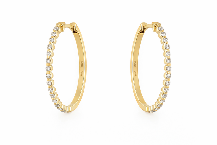 31594 10K YELLOW GOLD .25CTW DIAMOND SHARED PRONG OVAL HUGGIES