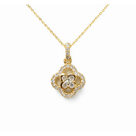 70781 10K YELLOW GOLD .30CTW DIAMOND CUT OUT CLOVER PENDANT NECKLACE
