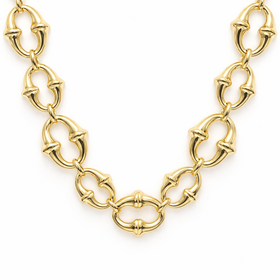 60135 14K YELLOW GOLD HIGH POLISH PUFFY FANCY LINK NECKPIECE
