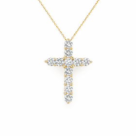 75106 14K YELLOW GOLD 1.90CTW DIAMOND SHARED PRONG CROSS PENDANT