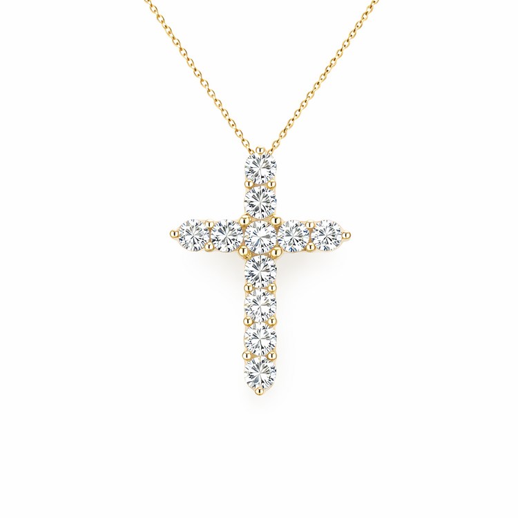 75106 14K YELLOW GOLD 1.90CTW DIAMOND SHARED PRONG CROSS PENDANT