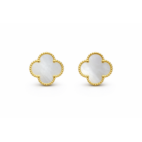 30585 14K YELLOW GOLD 11.50MM MOTHER OF PEARL CLOVER  STUDS