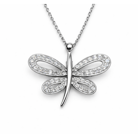 70785 14K WHITE GOLD .25CTW DIAMOND DRAGONFLY PENDANT NEKCLACE