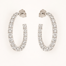 31590 14K WHITE GOLD 3CTW LAB GROWM DIAMOND TWIST INSIDE OUT PUSH BACK EARRINGS