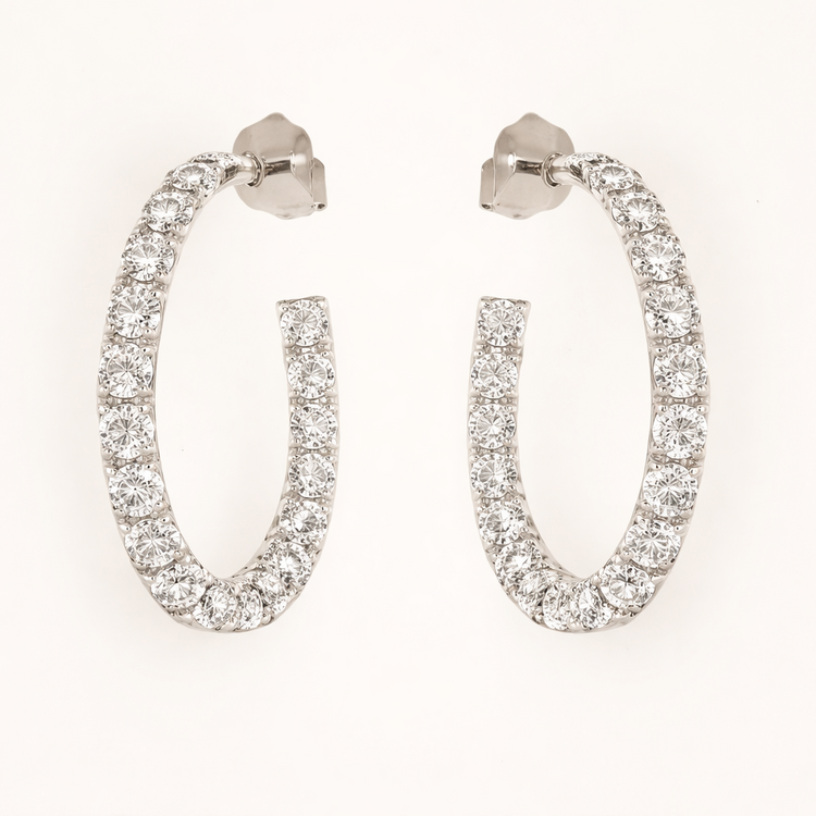 31590 14K WHITE GOLD 3CTW LAB GROWM DIAMOND TWIST INSIDE OUT PUSH BACK EARRINGS