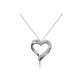 70787 10K WHITE GOLD .25CTW DIAMOND DOUBLE HEART HIGH POLISH SLIDE PENDANT NECKLACE