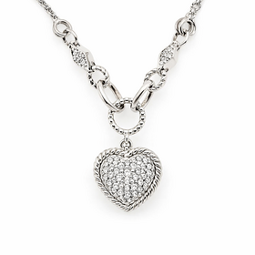 60146 14K WHITE GOLD .75CTW DIAMOND HEART ROPE ARUND DOUBLE CHAIN NECKPIECE