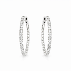 31557 14K WHITE GOLD 2.02CTW DIAMOND FOUR PRONG  INSIDE OUT HOOPS