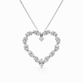 70752 14K WHITE GOLD 2CTW DIAMOND THREE PRONG HEART PENDANT NECKLACE