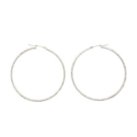 32120 14K WHITE GOLD 1.80" 1.75MM X DIAMOND CUT HOOPS