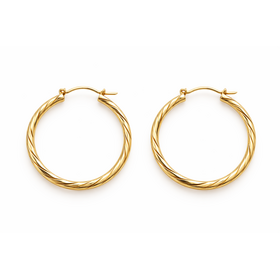31541 14KYELLOW GOLD 1.30" 1.63MM DIAMOND CUT LINED HOOPS