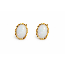 31549 14K YELLOW GOLD OVAL OPAL STUDS