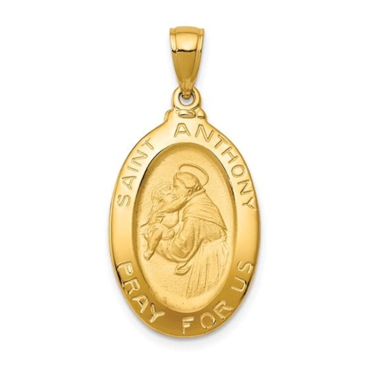 77241 14K YELLOW GOLD 20MM SAINT ANTHONY OVAL MEDAL