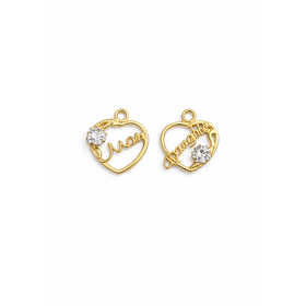 78107 14K TWO TONE HEART CUT OUT "MOTHER AND DAUGHTER" CHARM PAIR